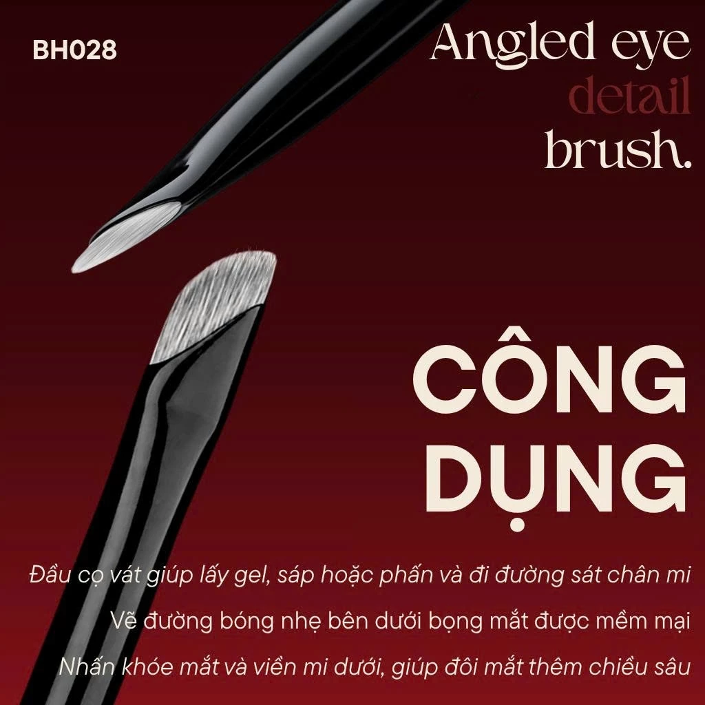 Cọ Trang Điểm Vẽ Bọng Mắt -Tém Mày-Kẻ Mắt Bh Cosmetics Large Angled Liner Brush BH028